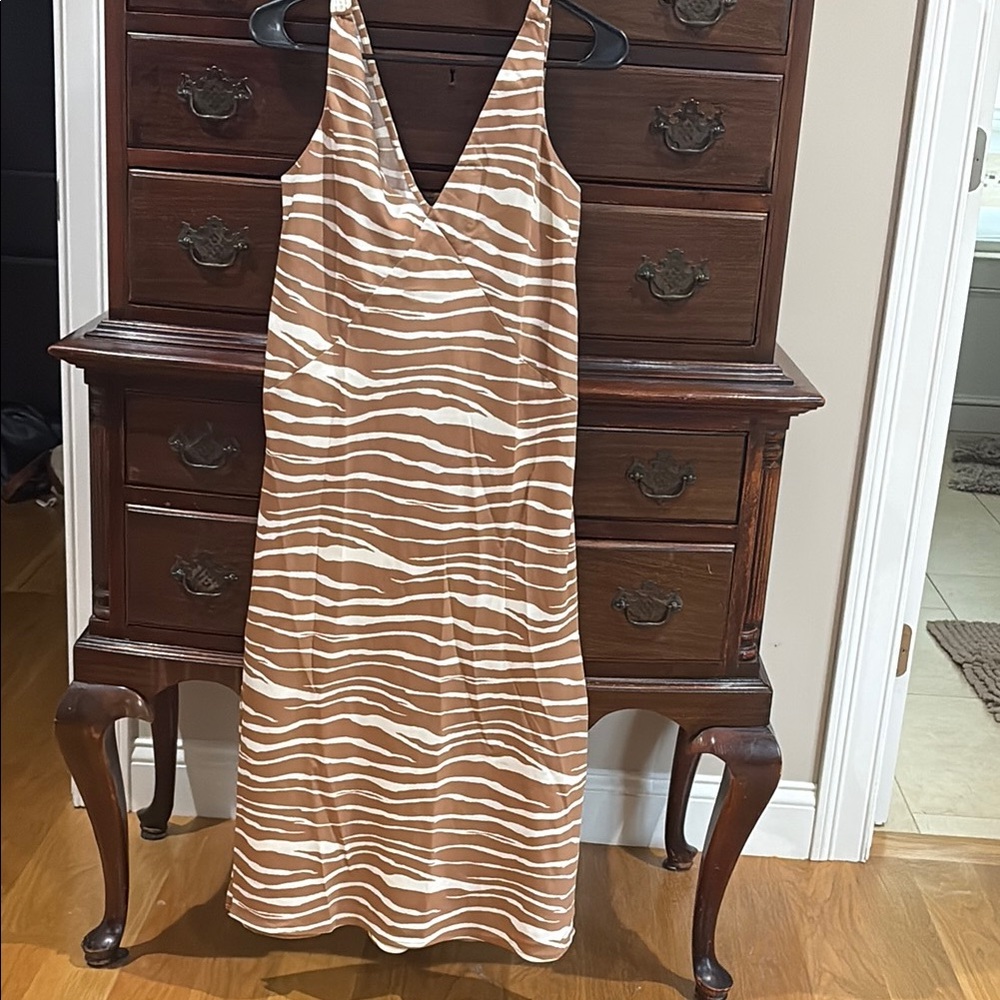 A New Day Brown and Cream Sheath Midi Dress